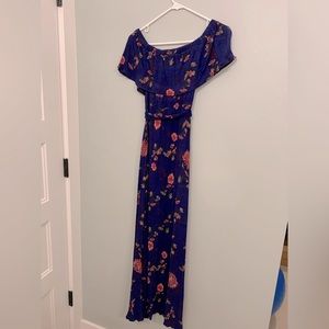 Baltic Born S Off the Shoulder Blue Floral Maxi Dress